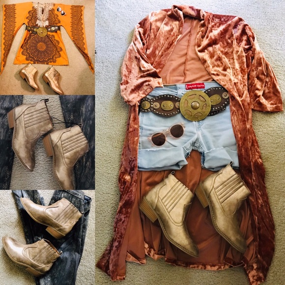 UNIVERSAL THREAD Gold Festival BOOTIES Size 7 - Picture 3 of 8